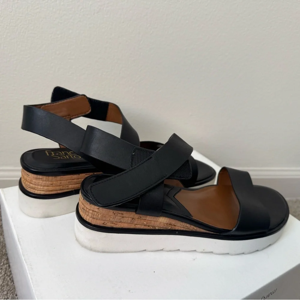 Franco Sarto Chiara Platform Black and white Sandals Size 9 - Picture 6 of 9